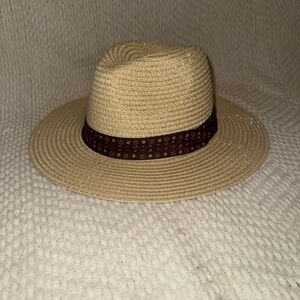 Odiva Beige Fedora Hat with Brown Band